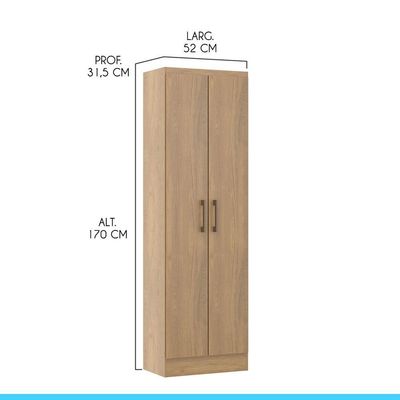 Armário De Lavanderia Multiuso Com 2 Portas Menu Móveis Carvalho