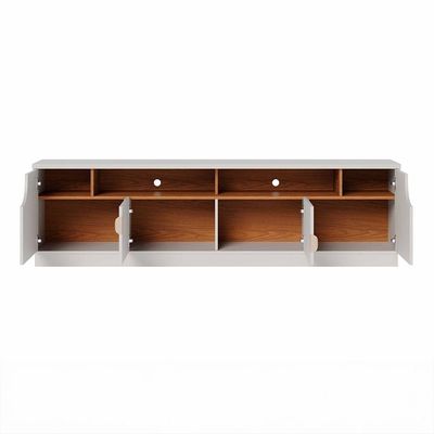 Bancada Santorini 200cm 4 Portas De Giro - Ssx Multicoisas Cor Off White Matte/freijo