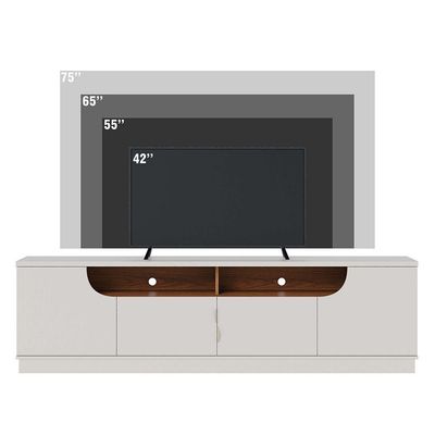 Bancada Santorini 200cm 4 Portas De Giro - Ssx Multicoisas Cor Off White Matte/freijo