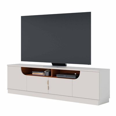 Bancada Santorini 200cm 4 Portas De Giro - Ssx Multicoisas Cor Off White Matte/freijo