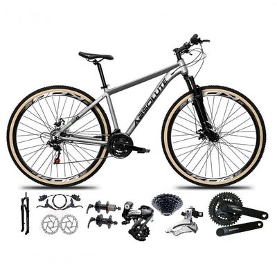 Bicicleta Aro 29 Absolute Nero 5 Câmbios Shimano Altus 24v Freio Hidráulico Garfo C-trava cinza Tam: 15