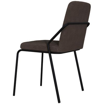 Kit 02 Cadeiras Estofada Para Sala De Jantar Loft Preto C01 Bouclê Marrom - Lyam Decor