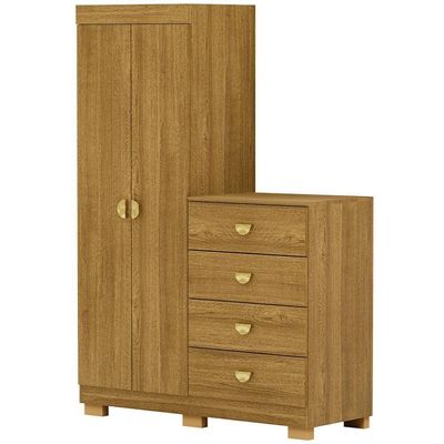 Cômoda Para Quarto 2 Portas 4 Gavetas 120cm Tulsa V01 Nature - Lyam Decor