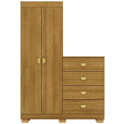 Cômoda Para Quarto 2 Portas 4 Gavetas 120cm Tulsa V01 Nature - Lyam Decor