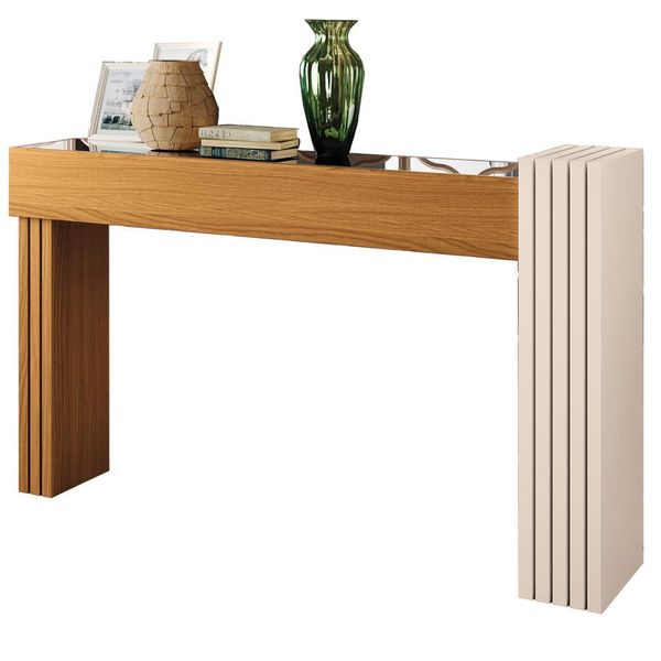 Aparador Decorativo Para Sala De Estar Espelhado Lord B01 Cinamomo Off White - Lyam Decor