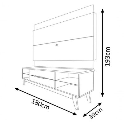 Rack Com Painel Limit 1.8 Off White Com Nature - Moveisaqui
