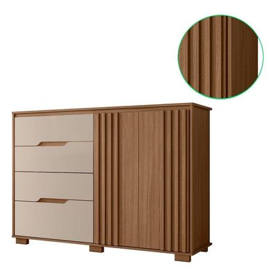 Comoda Texas 4 Gavetas Sapateira Carvalho Com Fendi - Moval