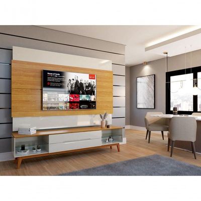 Rack Com Painel Limit 1.8 Off White Com Nature - Moveisaqui