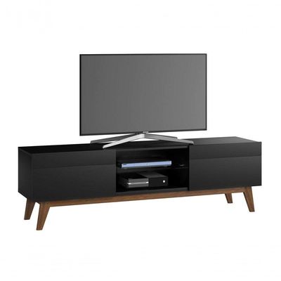 Rack Para Sala Retrô Preto 2g 1.8 - Imcal Móveis