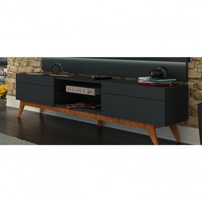 Rack Para Sala Retrô Preto 2g 1.8 - Imcal Móveis
