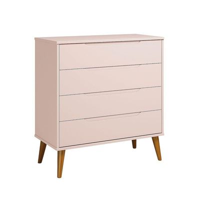 Comoda Gaveteira Elfe Retro 4 Gavetas Rosa Fosco - Moveisaqui