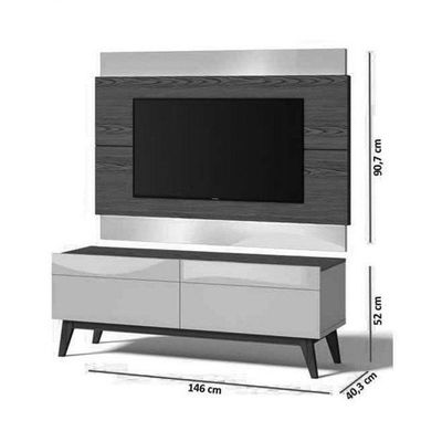 Rack Com Painel Classic 2g 1.4 Freijó Com Off White - Imcal Móveis