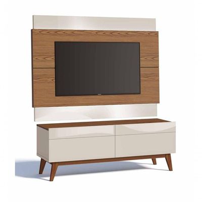 Rack Com Painel Classic 2g 1.4 Freijó Com Off White - Imcal Móveis