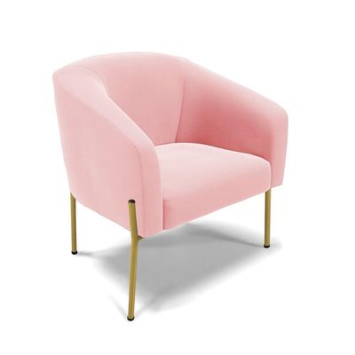 Sofá Namoradeira E Poltrona Pé De Ferro Dourado Stella Suede D03 - D'rossi Cor Rosa Bebê