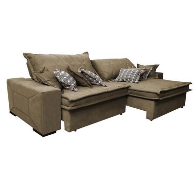 Sofá Retrátil E Reclinável 2,32m Com Molas Ensacadas Cama Inbox Supreme Tecido Suede Velusoft Castor