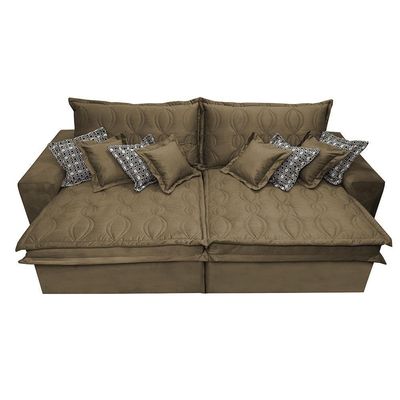 Sofá Retrátil E Reclinável 2,32m Com Molas Ensacadas Cama Inbox Supreme Tecido Suede Velusoft Castor