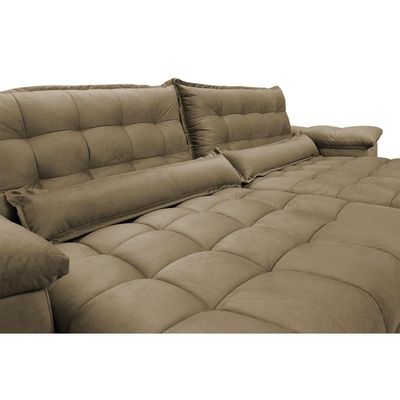 Sofá Retrátil E Reclinável 2,72m Com Molas Ensacadas Cama Inbox Aconchego Tecido Suede Castor