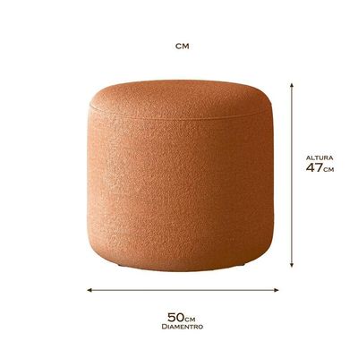 Kit 2 Puffs Orgânico Ello Design Sofisticado Em Tecido Bouclé Italiano Terracota