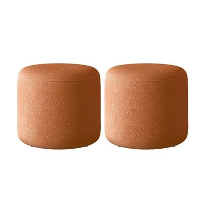 Kit 2 Puffs Orgânico Ello Design Sofisticado Em Tecido Bouclé Italiano Terracota