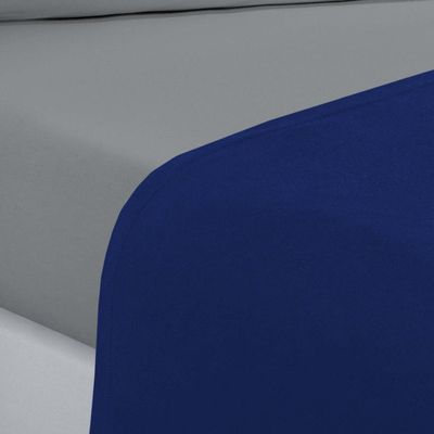 Jogo De Cama Malha Lençol 100% Algodão Gran Moratta 4 Peças Casal - Azul Royal/Cinza