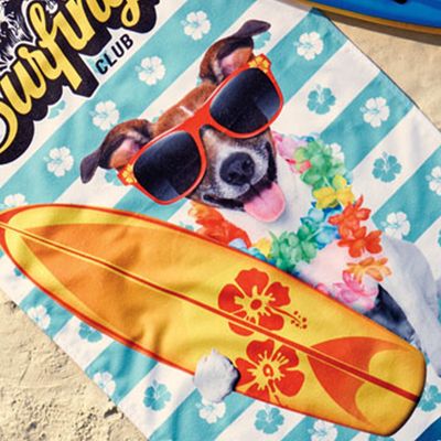 Toalha de Praia Lepper 55% Algodão e 45% Poliéster Dog Surf 70cmx140m Azul