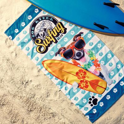 Toalha de Praia Lepper 55% Algodão e 45% Poliéster Dog Surf 70cmx140m Azul