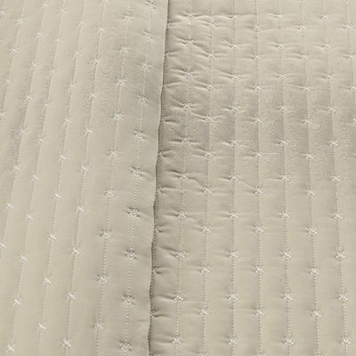 Kit Cobre Leito Colcha Quality King 3 Peças Percale 200 Fios Bordado - Cáqui