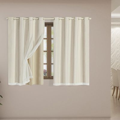 Cortina Blackout Voil Liso 2,00m x 1,40m Voil 100% Poliéster/Forro 100% PVC - Bege