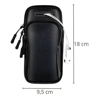 Braçadeira Esportiva para Corrida Caminhada Treino Impermeável com Alça Ajustável Preto