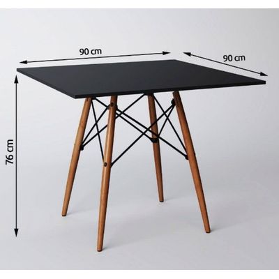 Mesa de Jantar Quadrada 90cm com 4 Cadeiras Marcela –  Preto