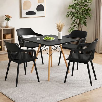 Mesa de Jantar Quadrada 90cm com 4 Cadeiras Marcela –  Preto