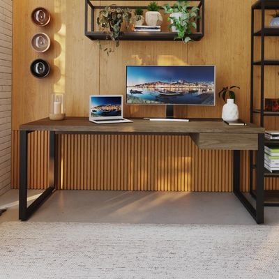 Mesa Presidente C-01 Gav. 190x70x75cm Yon - Nogueira-est.preta Nogueira-est.preta
