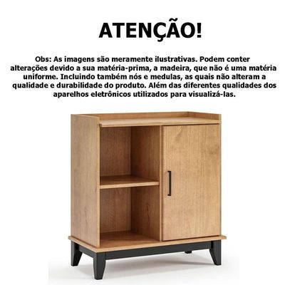 Buffet Aparador Noble Rústico 1 Porta 0 Gavetas Madeira Maciça Carvalho Preto