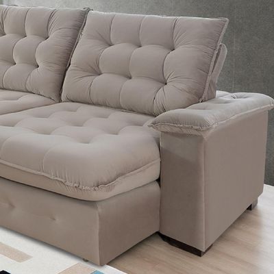 Sofá 3 Lugares Coliseu 2.00m Retrátil E Reclinável Super Pillow - Avelã