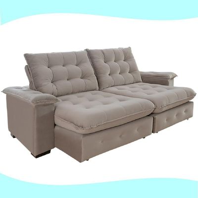 Sofá 3 Lugares Coliseu 2.00m Retrátil E Reclinável Super Pillow - Avelã