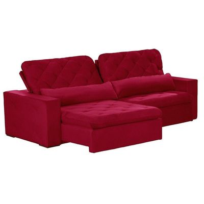 Sofá Modular 6 Lugares 2.90M Retrátil E Reclinável Vermelho