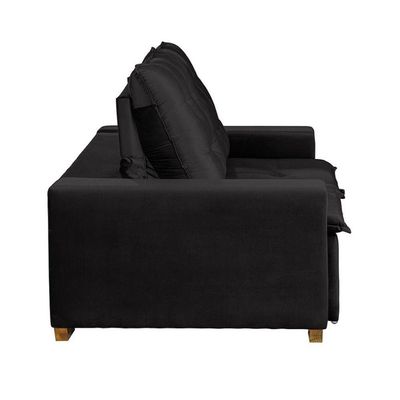 Sofá 3 Lugares 1.90 Mt Com Molas Retrátil E Reclinável Preto