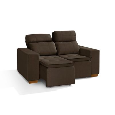 Sofá 2 Lugares 150cm Com Molas, Retrátil E Reclinável Marrom