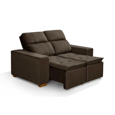 Sofá 2 Lugares 150cm Com Molas, Retrátil E Reclinável Marrom