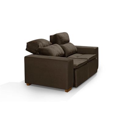 Sofá 2 Lugares 150cm Com Molas, Retrátil E Reclinável Marrom