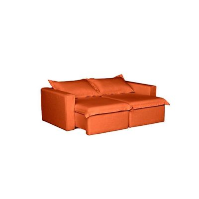 Sofá Cama Casal Retrátil E Reclinável Em Linho Sofatec Terracota
