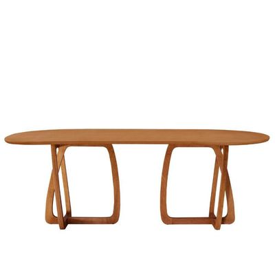 Mesa Para Sala De Jantar Flora 220cm Tampo Orgânico Laminado Cinamomo Imbuia