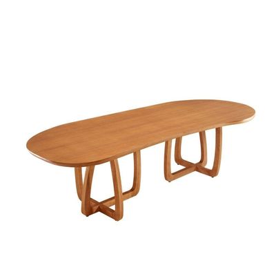 Mesa Para Sala De Jantar Flora 220cm Tampo Orgânico Laminado Cinamomo Imbuia