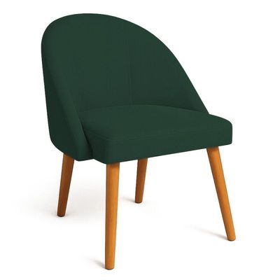 Kit 02 Cadeiras Poltrona De Jantar Luna Suede Verde Pés Palito Castanho - Pallazio