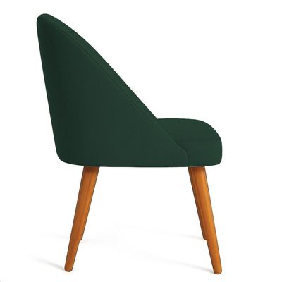 Kit 02 Cadeiras Poltrona De Jantar Luna Suede Verde Pés Palito Castanho - Pallazio