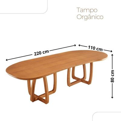 Mesa Para Sala De Jantar Flora 220cm Tampo Orgânico Laminado Cinamomo Imbuia