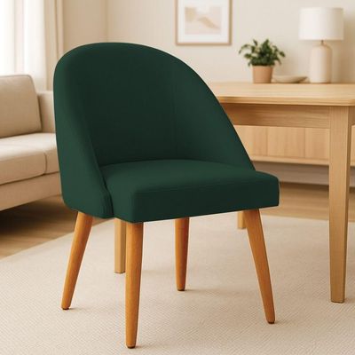 Kit 02 Cadeiras Poltrona De Jantar Luna Suede Verde Pés Palito Castanho - Pallazio