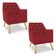 Kit 2 Poltronas Velvet Strass Veludo Pés De Madeira Vermelho - Pallazio