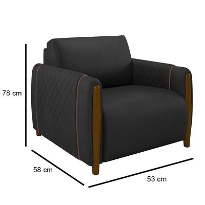 Conjunto Sofá 3 Lugares 223cm E Poltrona 98cm Amaranto M22 Pu Preto - Mpozenato
