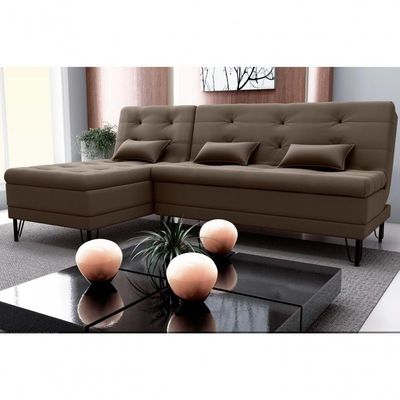 Sofá Cama Com Chaise 3 Lugares 2,00 Mts Nice Matrix Marrom